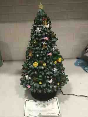 RARE Danbury Mint John Deere Tractor Light Up Christmas Tree 17" COA Works!