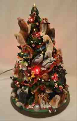 Danbury Mint Shih Tzu Dog Christmas Tree Lighted Figurine Retired