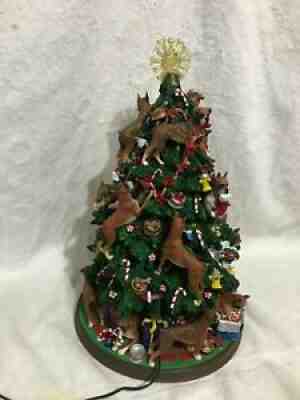 DANBURY MINT LIGHTED BOXER DOGS CHRISTMAS TREE WITH BONE STAR HOLIDAY DECOR