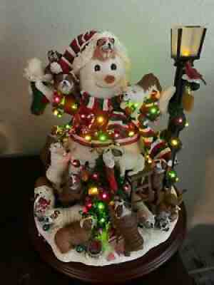 Danbury Mint Light Up Bulldog Snowman RETIRED