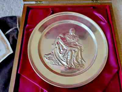 Danbury Mint "The Pieta" by Michelangelo Solid Sterling Silver Plate - Orig COA