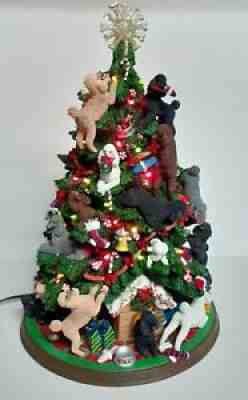 Danbury Mint POODLE Dog Christmas Tree Lights Up Works Figurine Retired Rare