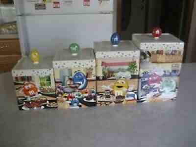 M&M'S- 4 PIECE M&M CERAMIC DANBURY MINT CANISTER SET- BRAND NEW in BOX