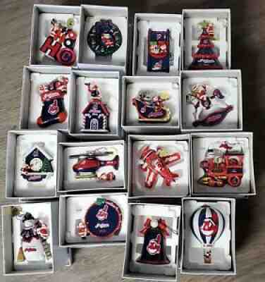 Cleveland Indians Christmas ornaments - collection of 16 - Danbury Mint 2004-19