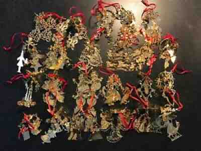 Danbury Mint Gold Christmas Carol Ornaments collection set of 23 vintage