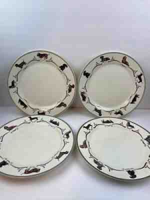 The Danbury Mint Dachshund Dog Dinner Plates Set of 4 Different Scenes Plates