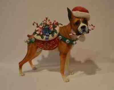 Danbury Mint Christmas Santa Boxer Dog Large Sculpture Figurine RARE