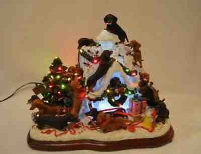 Danbury Mint Dachshund Doxie Dog Lighted Christmas Doghouse Figure RARE