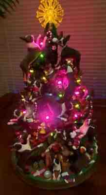 The Danbury Mint BOSTON TERRIER Dog Light Up Christmas Tree with Bone Star