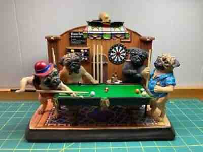 Vintage The Danbury Mint Pugs Playing Pool Rare