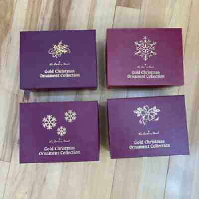 Complete Set of 4 Boxes Danbury Mint Gold Christmas Ornaments in Box 48 Ornament