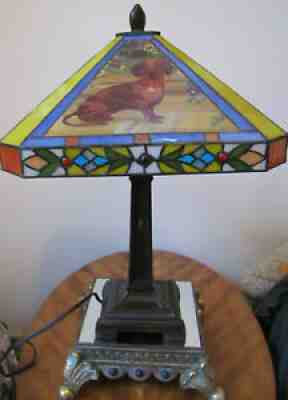 DANBURY MINT Stained Glass Dachshund Tiffany Style Dog Table Lamp Rare Item~~~