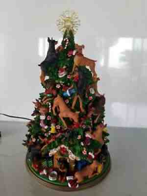 Danbury Mint Miniature Pinscher Min Pin Dog Christmas Tree Lighted Figurine