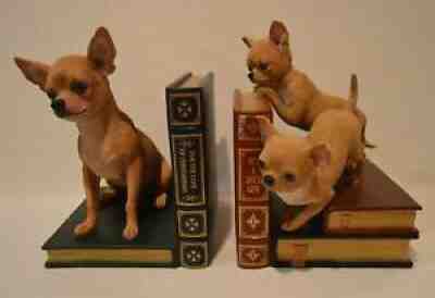 Danbury Mint Dog Chihuahua Bookends Very Rare ADORABLE In Original Box
