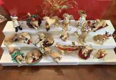 RARE Huge Lot of 24 Danbury Mint GOLDEN RETRIEVER Ornaments Retired