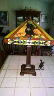 DANBURY MINT Stained Glass Dachshund Tiffany Style Dog Table Lamp rare item~~~