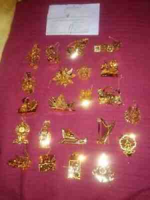 Danbury Mint Gold Christmas Ornament Collection 1998 + 2 sets 22 pcs boxes