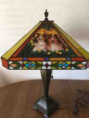 Vintage Danbury Mint Shetland Sheepdog Sheltie Signed Table Lamp