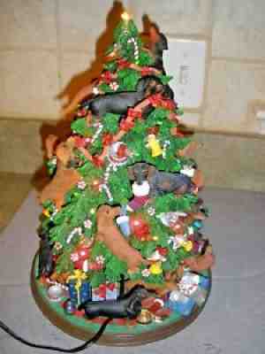 DANBURY MINT DACHSHUND PUPPY DOG Light Up Christmas TREE RARE