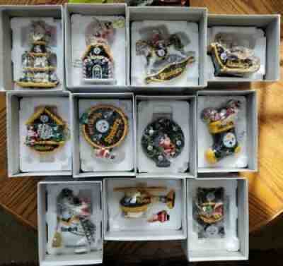 (10) NEW IN BOX Danbury Mint Pittsburgh Steelers Christmas Ornaments NICE