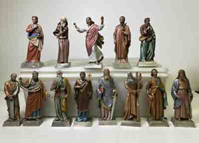 Rare Danbury Mint Jesus & Twelve Apostles Pewter Figurines Hand Painted Set