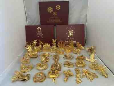 Danbury Mint Gold Christmas Ornaments collection set of 36 Dated 2002-2015 W/BOX