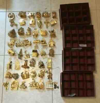 48 Pcs. Vintage Danbury Mint Gold Christmas Ornaments 1986-2004 w/ Boxes