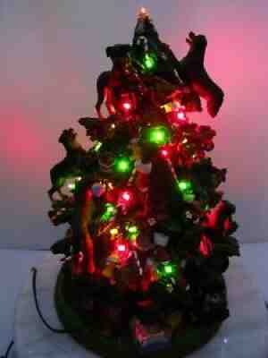 Danbury Mint ROTTWEILER DOG CHRISTMAS TREE Lighted MANY BROKEN & MISSING PIECES