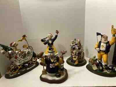 Danbury Mint Minnesota Vikings Santa And Mrs. Claus Snowman Sleigh And Elves