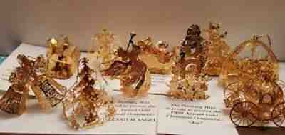 Ass'd Danbury Mint Annual Gold Christmas Ornaments 1990's-2000 Mill. Angel Etc.