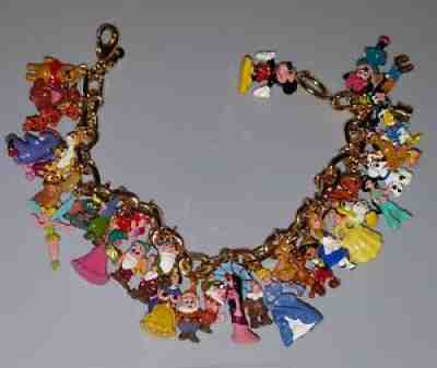The Bradford Exchange Ultimate Disney Enamel Charm Bracelet 37 Characters 24K GP