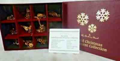 Set of 12 + 1 Danbury Mint 2014 Gold Christmas Ornaments with Box