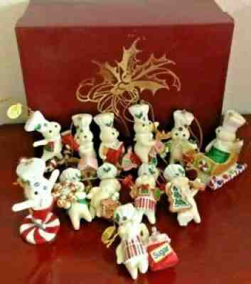 2010,2011 SET OF (12) THE DANBURY MINT PILLSBURY DOUGHBOY GLITTER ORNAMENTS