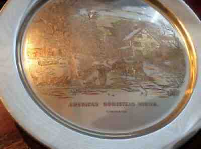 1974 STERLING SILVER DANBURY MINT PLATE CURRIER & IVES AMERICAN HOMESTEAD WINTER