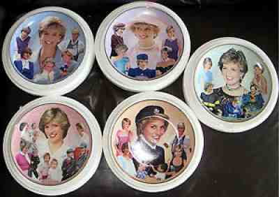 Set of 5 Royal Worcester Princess Diana Collector Plates Mint in Box 23KT Gold
