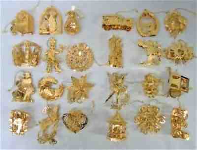 2004 - 2005 Danbury Mint Gold Christmas Collection 24 Gold Ornaments Boxed w488