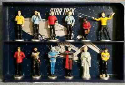 1991 Danbury Mint Star Trek Ceramic Figure Collection Complete With Display