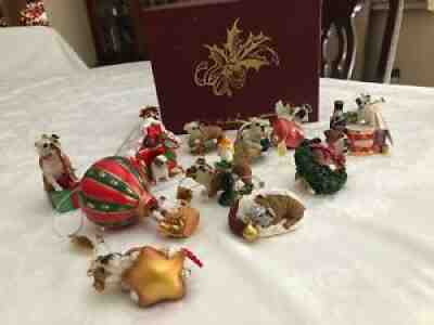 Danbury Mint Bulldog Christmas Ornaments Set Of 12 In Danbury Storage Box