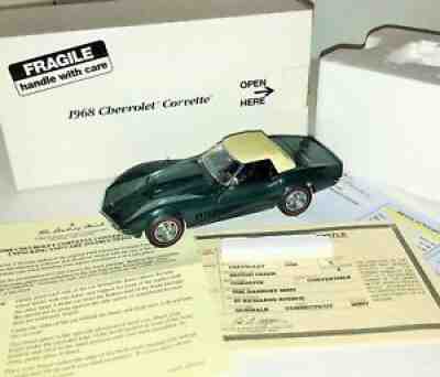 1/24 Diecast Danbury Mint 1968 Chevy Corvette Convertible British Green Hardtop