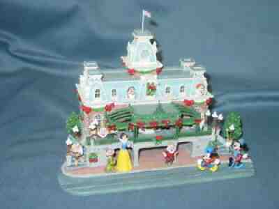 RARE* Danbury Mint DISNEY Train Station Christmas Lighted Snow White Mickey etc