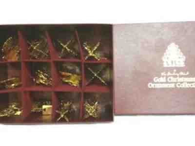 Danbury Mint 1985 Gold Christmas Ornaments Set of 12 with Box