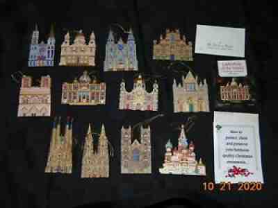 12 Cathedrals of the World Christmas Ornaments w Box Danbury Mint EXC COND