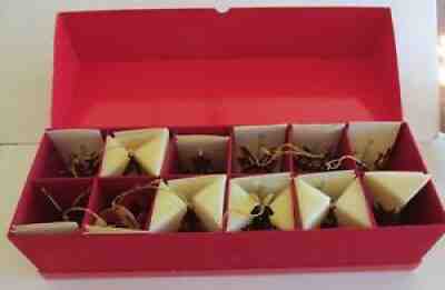 12 pc Danbury Mint 1978 Gold Christmas Ornament Collection w Original Box All Br