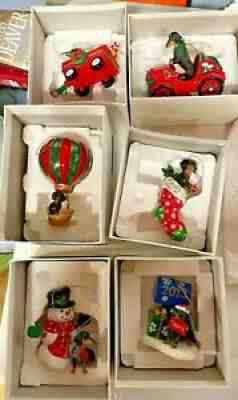 Danbury Mint Dachshund Ornaments LOT of 6!! Excellent Condition