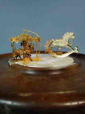 The Danbury Mint 1989-1990 Annual Gold Christmas Ornament Rocking Horse And...