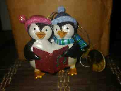 Danbury Mint Playful Penguins Christmas Ornament Collection Singing Carolers