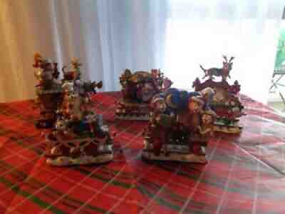 2004 DANBURY MINT "The Christmas Cat Express" Gary Patterson 5 Pc Train Set
