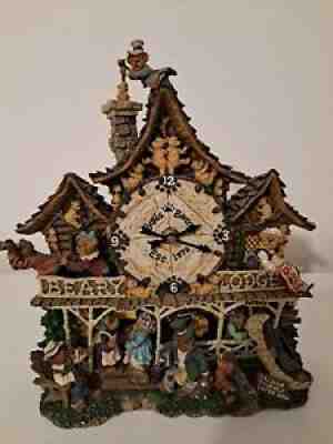 BOYD'S BEARS Danbury Mint Clock "Beary Lodge" Collectible - Mantle /Wall Mount