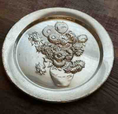 Danbury Mint Sterling Silver Plate Dish Vincent Van Gogh 925 "Sunflowers" 245g