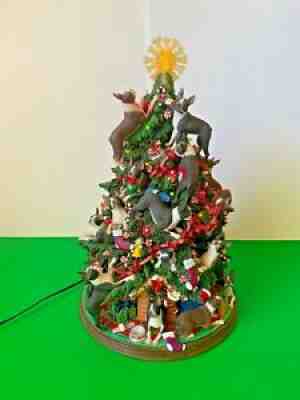 Boston Terrier Danbury Mint Christmas Tree All Lights Working w/RARE Bone Star